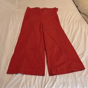 LOFT Wide Leg Pants in Coral Pink Button Detail.